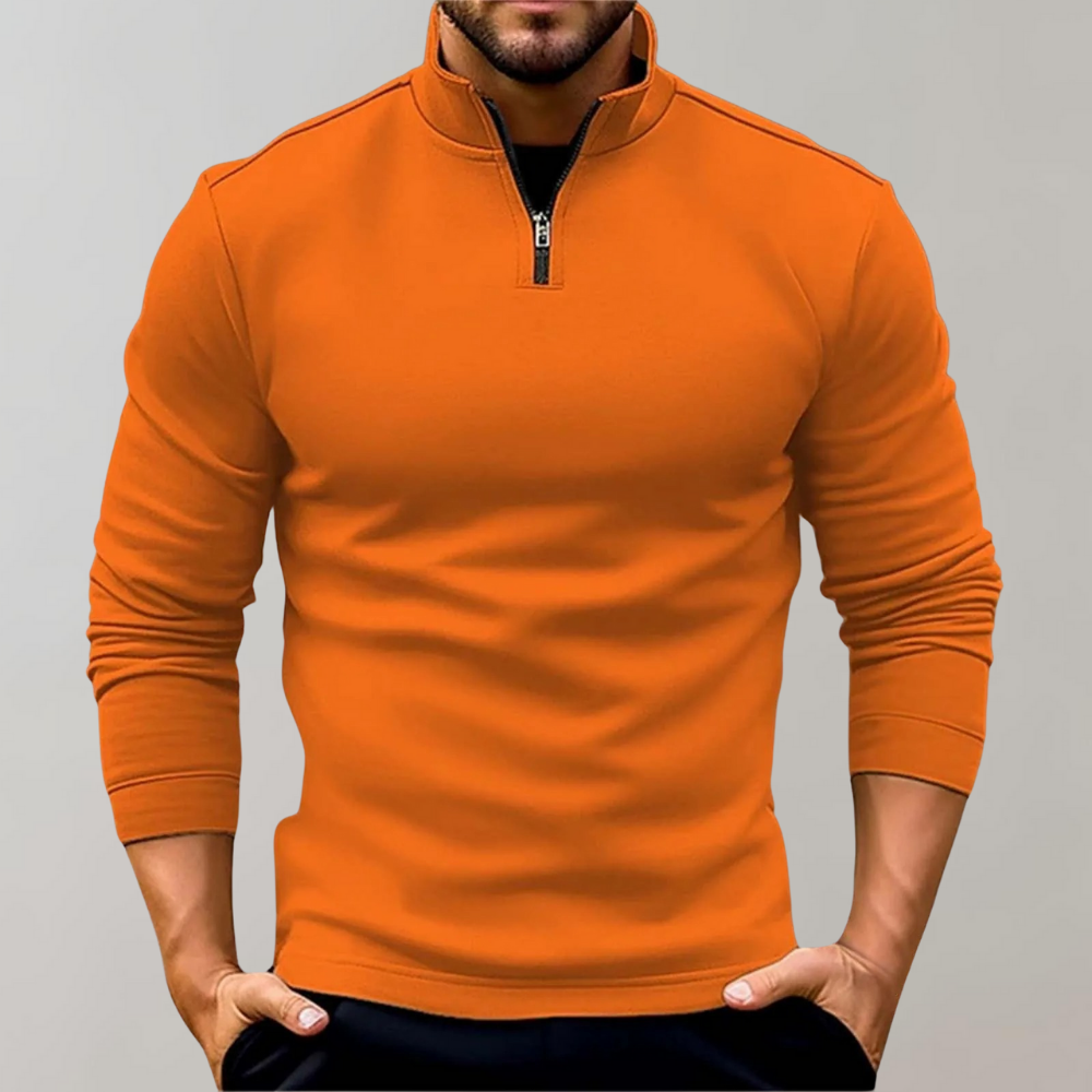 Herren-Pullover mit Viertelreißverschluss | Langarm | Pullover | Sweatshirt mit halbem Reißverschluss | Herren-Pullover mit Viertelreißverschluss