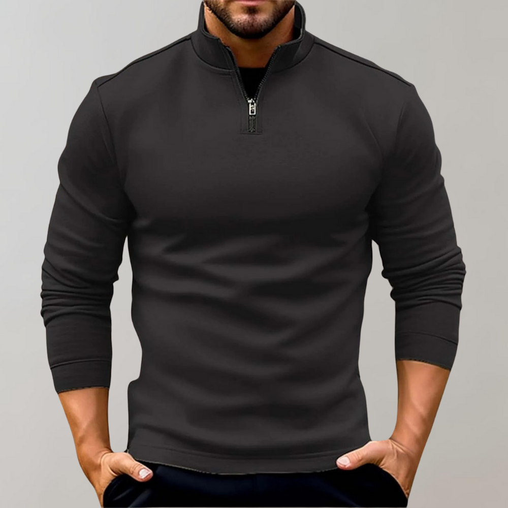 Herren-Pullover mit Viertelreißverschluss | Langarm | Pullover | Sweatshirt mit halbem Reißverschluss | Herren-Pullover mit Viertelreißverschluss