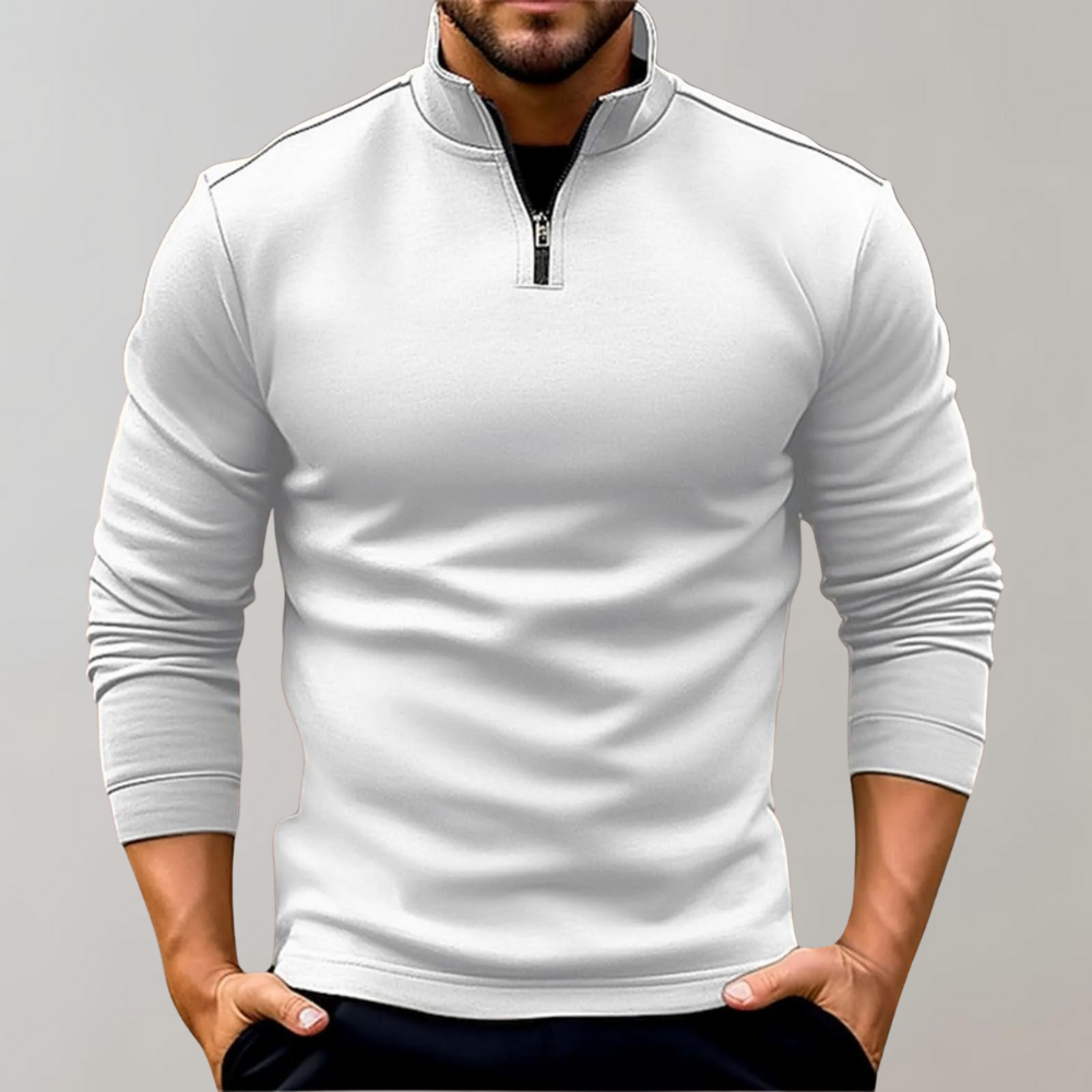 Herren-Pullover mit Viertelreißverschluss | Langarm | Pullover | Sweatshirt mit halbem Reißverschluss | Herren-Pullover mit Viertelreißverschluss