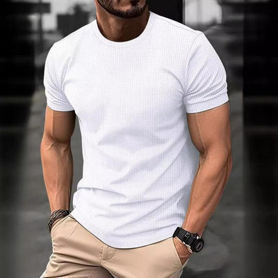 Herren-T-Shirt – Kurzarm – Reguläre Passform – Waffel-Shirt – Rundhals-T-Shirt