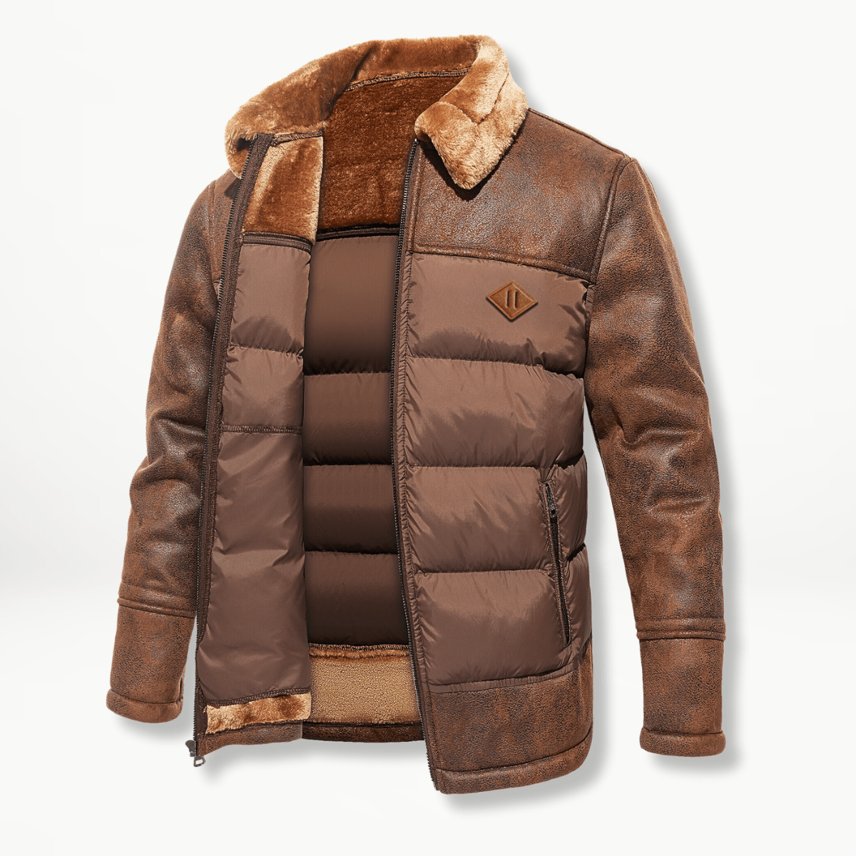 Herren Winterjacke | Gefüttert | Pelzkragen | Pufferjacke | Daunenjacke
