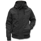 Herren Winterjacke | Sportlicher Kurzschnitt | Kapuze & Windschutz gegen Kälte – Schwarz