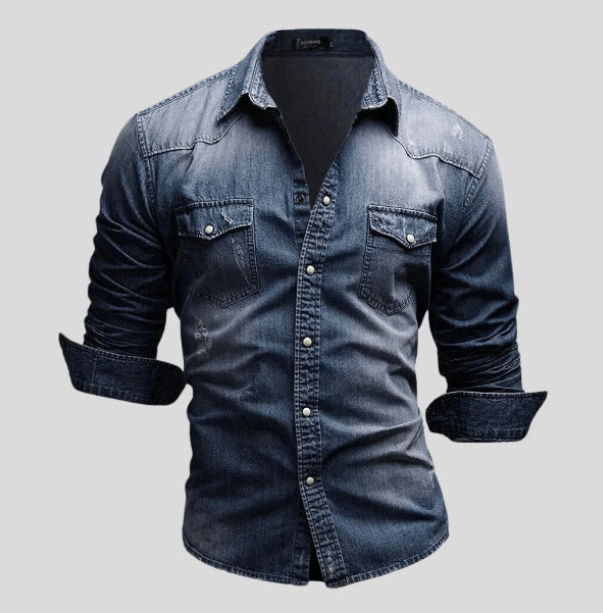 Herren Denim Hemd Casual Stil aus Weichem Stoff mit Langen Ärmeln