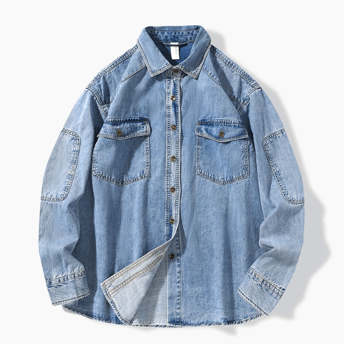 Herren Hemd Denim 100% Baumwolle Komfortabel Stilvoll