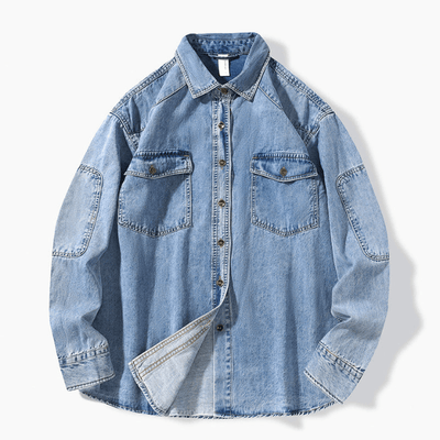 Herren Hemd Denim 100% Baumwolle Komfortabel Stilvoll