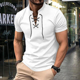 Henley Shirt Herren | Schnürausschnitt & Slim-Fit für Streetwear-Look – Weiß