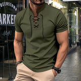Henley Shirt Herren | Schnürausschnitt & Slim-Fit für Streetwear-Look – Grün