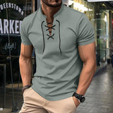 Henley Shirt Herren | Schnürausschnitt & Slim-Fit für Streetwear-Look – Grau