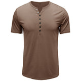 Henley Shirt Herren | Klassisches Kurzarm-Shirt mit Knopfleiste – Dunkelbraun