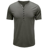 Henley Shirt Herren | Klassisches Kurzarm-Shirt mit Knopfleiste – Grau