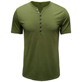 Henley Shirt Herren | Klassisches Kurzarm-Shirt mit Knopfleiste – Grün