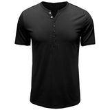 Henley Shirt Herren | Klassisches Kurzarm-Shirt mit Knopfleiste – Schwarz