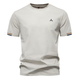 Kurzarm T Shirt Herren | Sportliches Crew-Neck mit Logo-Stickerei – Aprikos