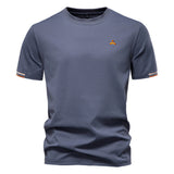 Kurzarm T Shirt Herren | Sportliches Crew-Neck mit Logo-Stickerei – Grau