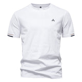 Kurzarm T Shirt Herren | Sportliches Crew-Neck mit Logo-Stickerei – Weiß