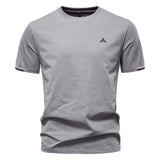 Kurzarm T Shirt Herren | Sportliches Crew-Neck mit Logo-Stickerei – Hellgrau
