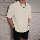 Kurzarm T Shirt Herren | Oversized Struktur-Tee im Streetwear-Stil – Weiß