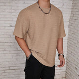 Kurzarm T Shirt Herren | Oversized Struktur-Tee im Streetwear-Stil – Khaki