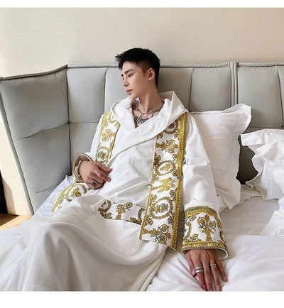 Herrenbademantel – mit Kapuze – aus Samt – Luxusbademantel – Bademantel mit Handtuch