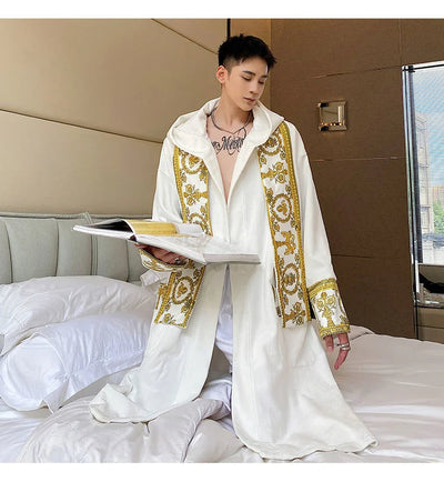 Herrenbademantel – mit Kapuze – aus Samt – Luxusbademantel – Bademantel mit Handtuch