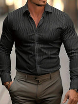 Herrenhemd | Kariertes Muster & Eleganter Business-Look – Schwarz