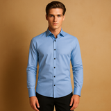Herrenhemd | Langarm & klassischer Business-Look – Hellblau