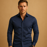 Herrenhemd | Langarm & klassischer Business-Look – Marineblau