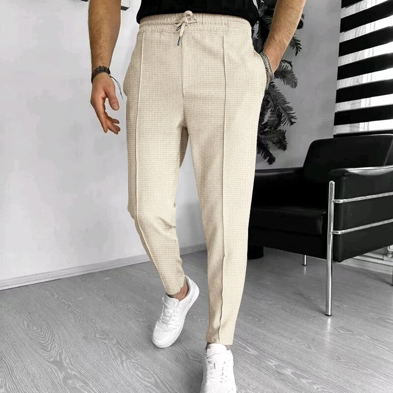 Herrenhose - Elastische Taille - Kordelzug - Freizeithose - Stylische Jogger