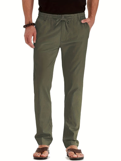 Herrenhosen | Elastische Taille | Baumwolle | Leinenhosen | Slim Fit Chinos