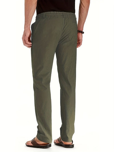 Herrenhosen | Elastische Taille | Baumwolle | Leinenhosen | Slim Fit Chinos