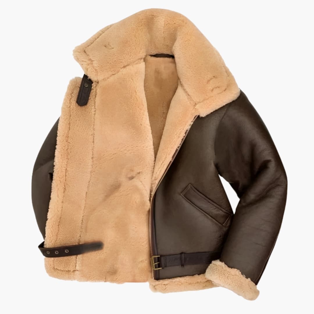 Herrenjacke mit Reißverschluss und Kunstfellfutter