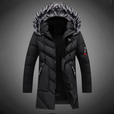 Herrenparka | Wintermantel Herren | Abnehmbare Kapuze & hoher Kragen gegen Wind – Schwarz
