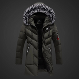 Herrenparka | Wintermantel Herren | Abnehmbare Kapuze & hoher Kragen gegen Wind – Grün
