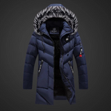 Herrenparka | Wintermantel Herren | Abnehmbare Kapuze & hoher Kragen gegen Wind – Blau