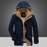Herrenparka | Winterparka Herren | Abnehmbare Kapuze & Warmes Innenfutter – Blau