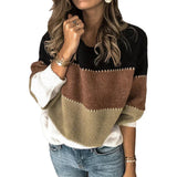 Melanie | Damen Colorblock-Pullover für den Frühling – Braun