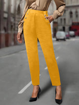 High Waist Hose Damen | Slim & Dekorative Knöpfe – Orange