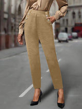 High Waist Hose Damen | Slim & Dekorative Knöpfe – Khaki