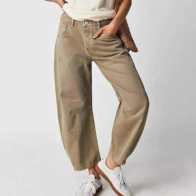 Hoch Taillierte Damenjeans mit Weitem Bein