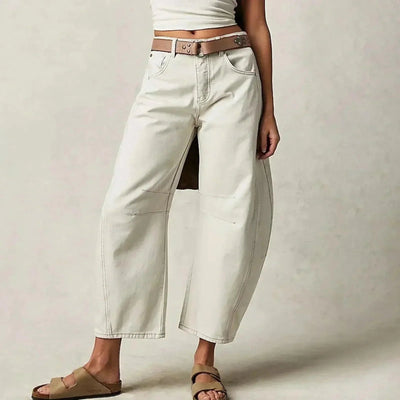 Hoch Taillierte Damenjeans mit Weitem Bein