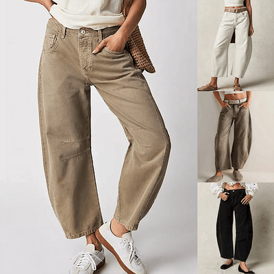 Hoch Taillierte Damenjeans mit Weitem Bein