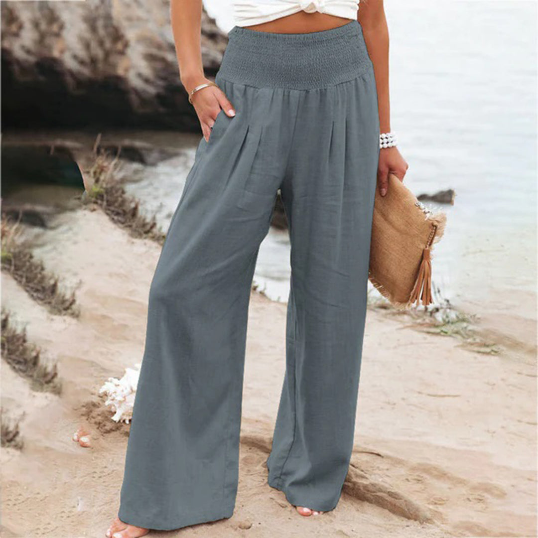Hoch Taillierte Plisseehose für Femininen Chic
