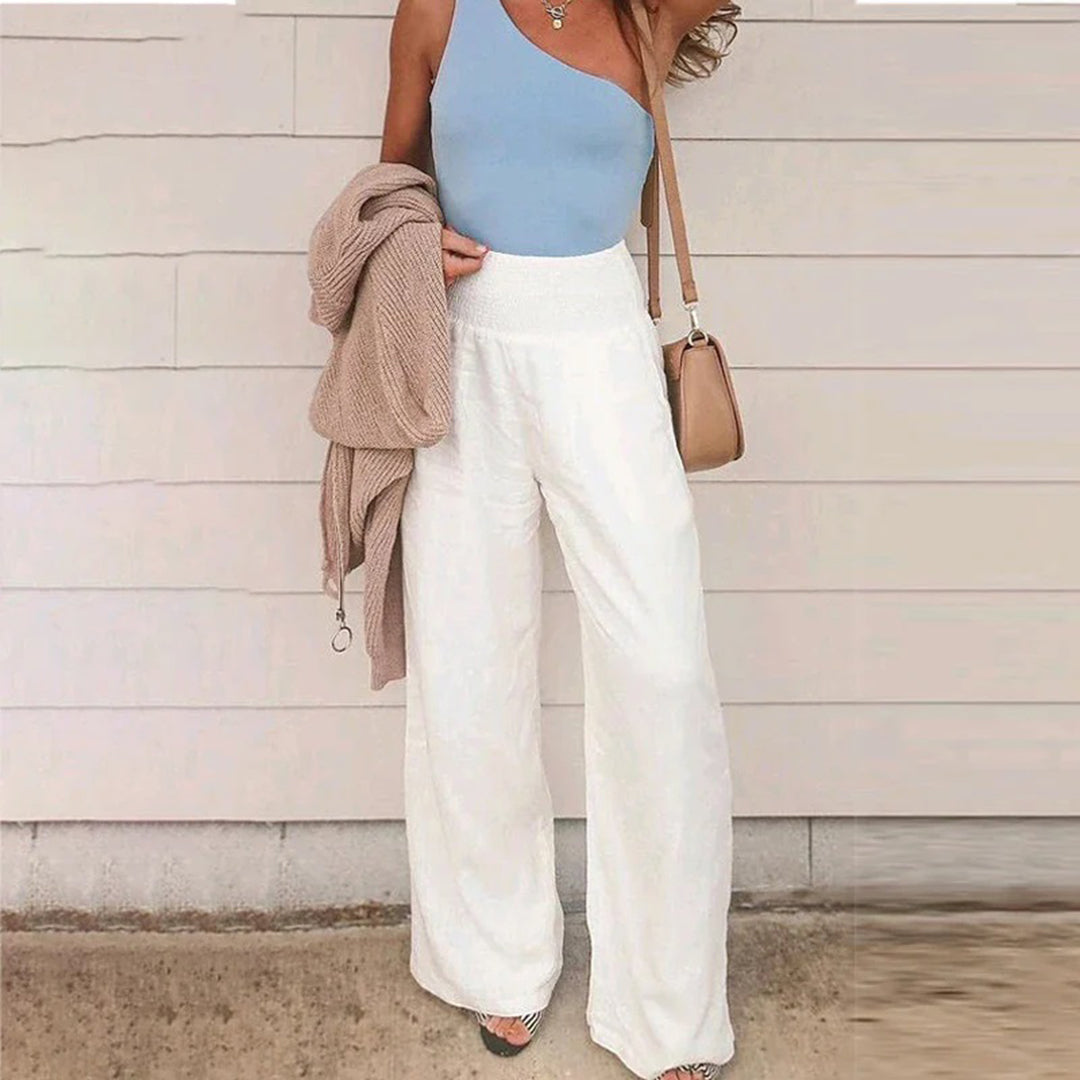 Hoch Taillierte Plisseehose für Femininen Chic