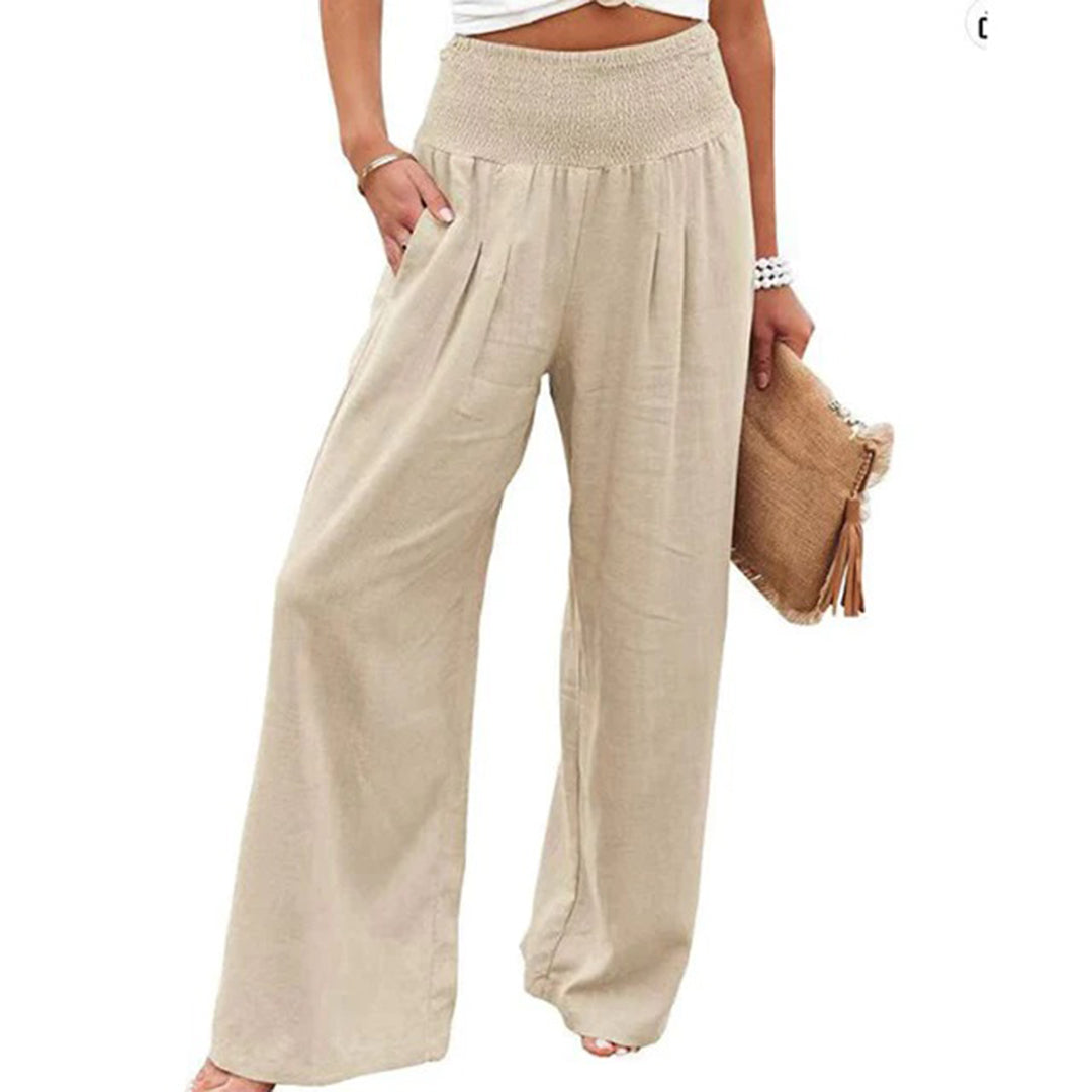 Hoch Taillierte Plisseehose für Femininen Chic