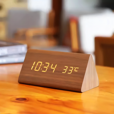 Moderner LED Digital Wecker aus Holz