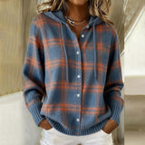 Hoodie Damen Hemdjacke | Karo-Look & Variable Knopfleiste – Checkered
