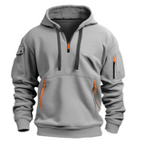Hoodie für Herren | Kapuzenpullover Herren | Reißverschlusstaschen & Ärmeltasche – Hellgrau