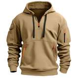 Hoodie für Herren | Kapuzenpullover Herren | Reißverschlusstaschen & Ärmeltasche – Khaki