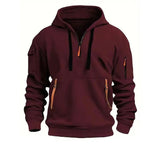 Hoodie für Herren | Kapuzenpullover Herren | Reißverschlusstaschen & Ärmeltasche – Dunkelrot