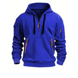 Hoodie für Herren | Kapuzenpullover Herren | Reißverschlusstaschen & Ärmeltasche – Blau